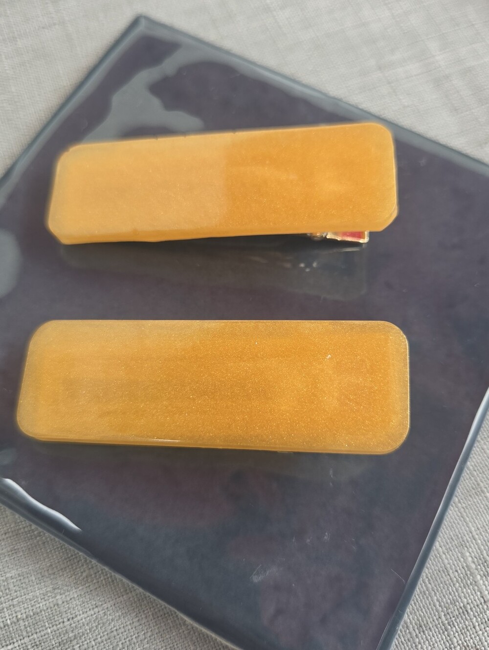 Hand Crafted Gold Glitter Hair Clips Set of 2